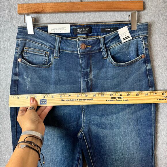 NWT Judy Blue Jeans Flare High Rise Women’s Size 9 Boho Hippie Stretch Dark Wash - Picture 6 of 14